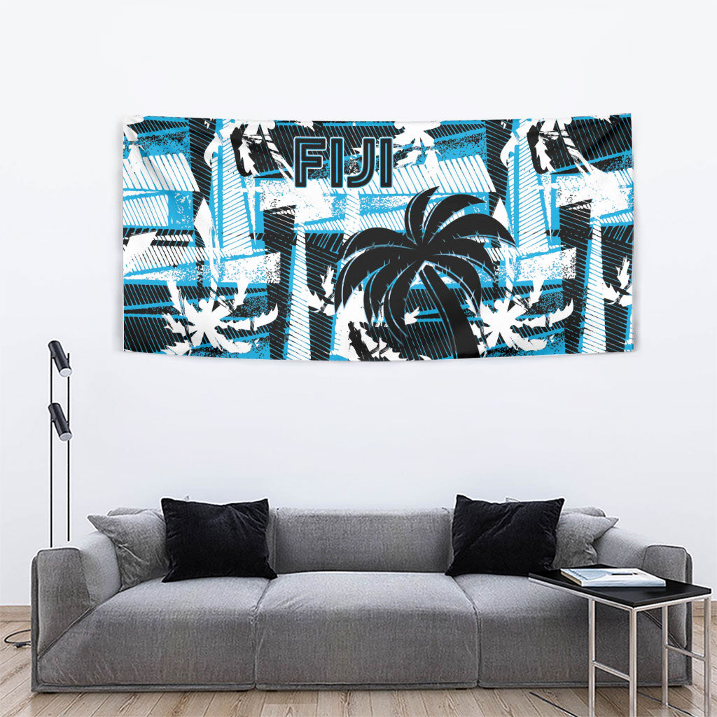 Fijian Rugby Tapestry Grunge Palm Stylized LT01 - Polynesian Pride