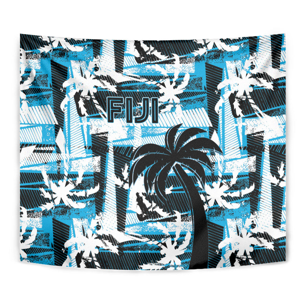 Fijian Rugby Tapestry Grunge Palm Stylized LT01 - Polynesian Pride