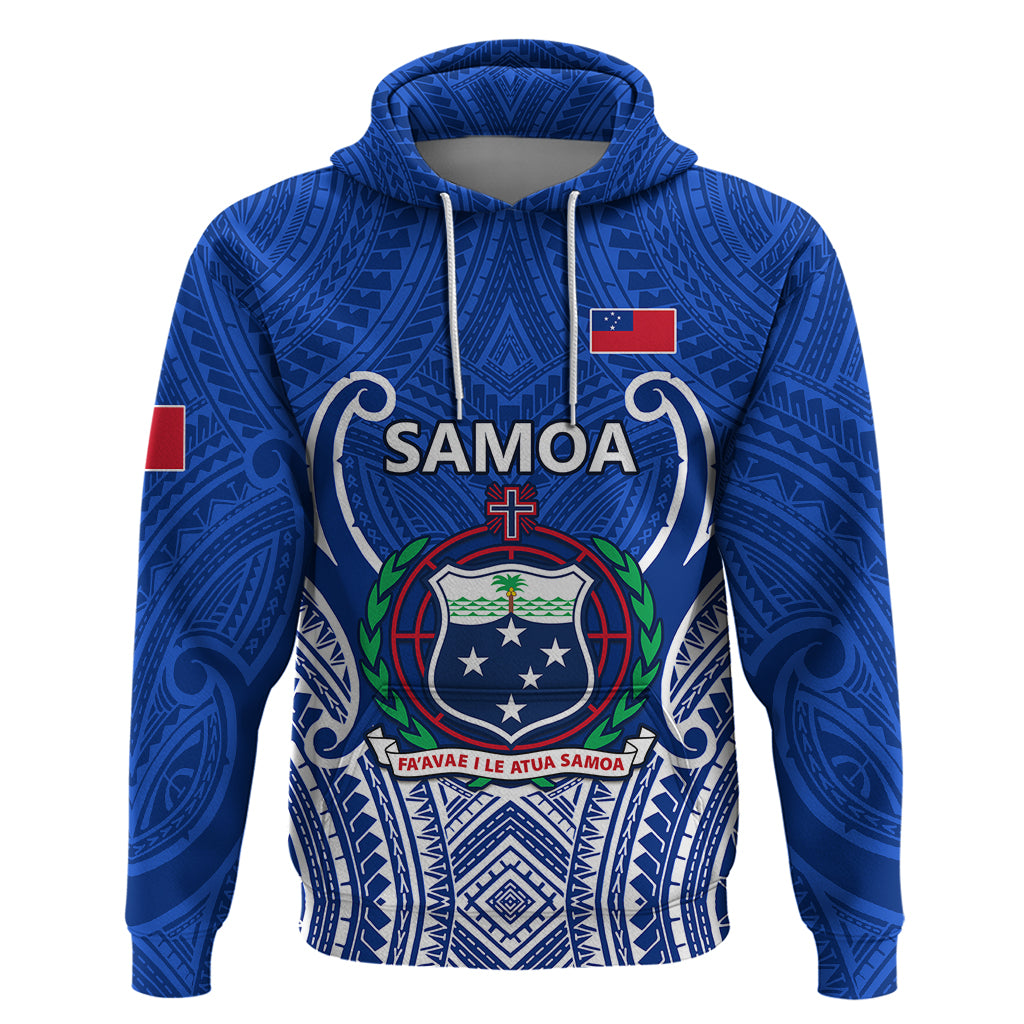 Samoa Rugby Hoodie Manu Samoa Go 2023 World Cup LT01 Blue - Polynesian Pride