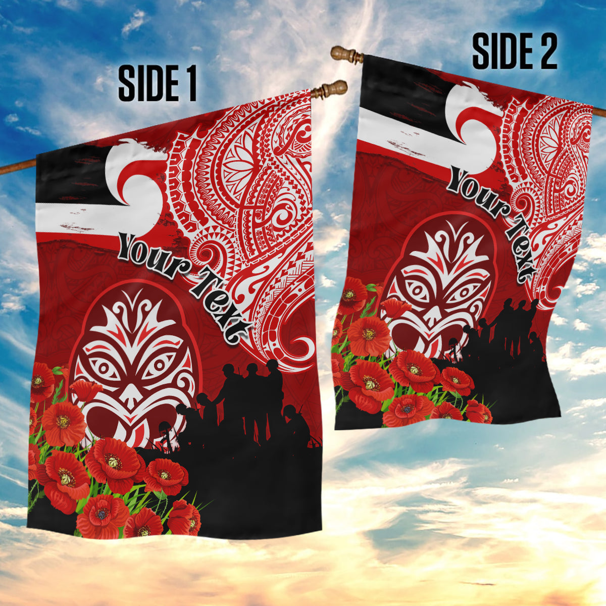 New Zealand ANZAC Waitangi Day Garden Flag Lest We Forget Soldier Tiki Maori Style LT03 - Polynesian Pride