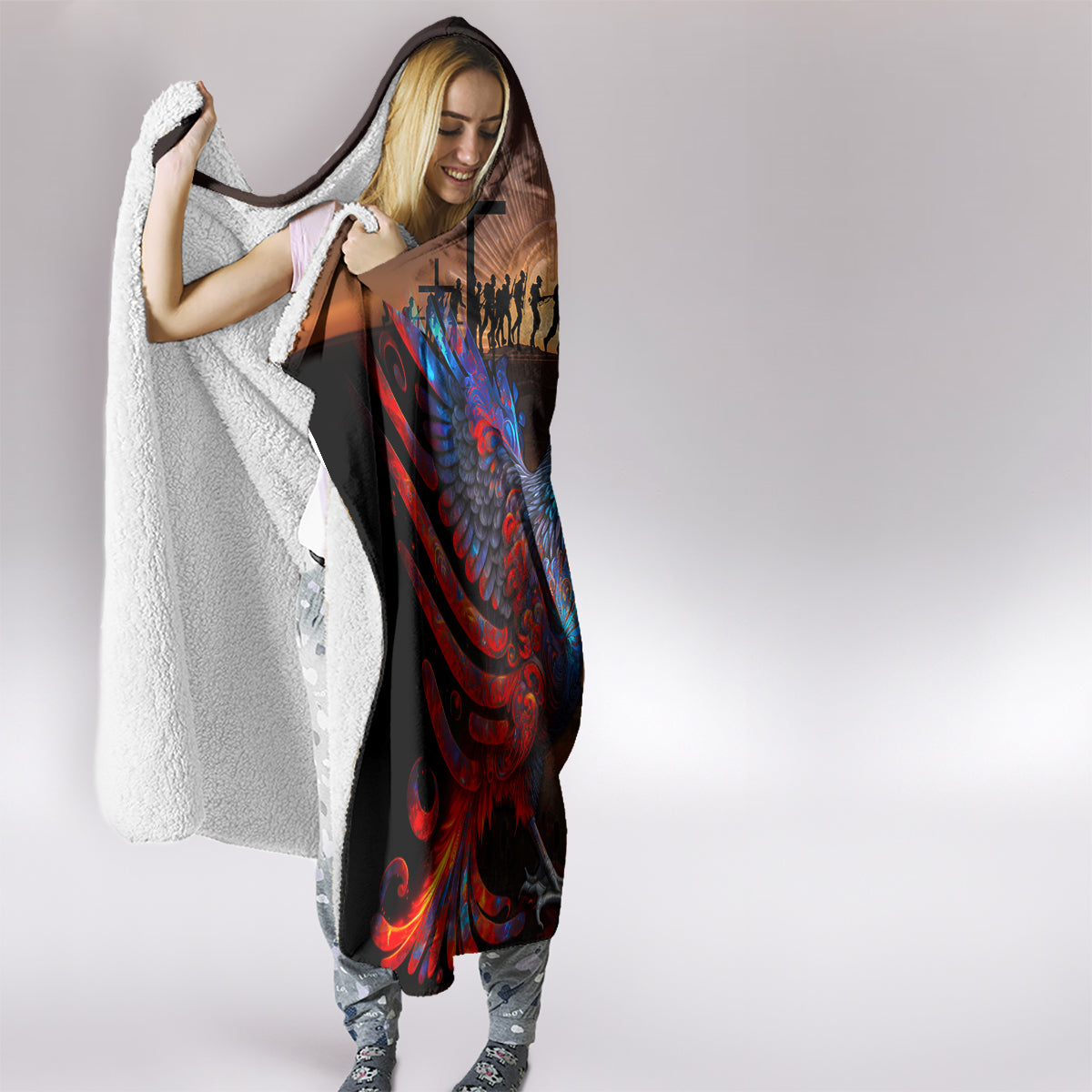 New Zealand Tui Bird Soldier ANZAC Hooded Blanket Lest We Forget LT03