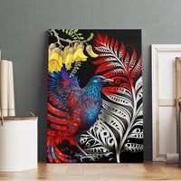 New Zealand Kohwhai Tui Bird Canvas Wall Art Silver Fern Version LT03 - Polynesian Pride