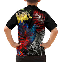 New Zealand Kohwhai Tui Bird Family Matching Long Sleeve Bodycon Dress and Hawaiian Shirt Silver Fern Version LT03 - Polynesian Pride