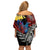 New Zealand Kohwhai Tui Bird Family Matching Off Shoulder Short Dress and Hawaiian Shirt Silver Fern Version LT03 - Polynesian Pride