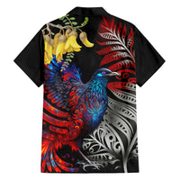 New Zealand Kohwhai Tui Bird Family Matching Tank Maxi Dress and Hawaiian Shirt Silver Fern Version LT03 - Polynesian Pride