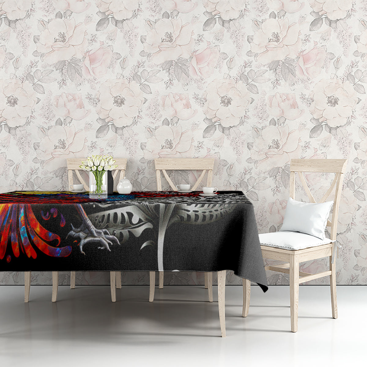 New Zealand Kohwhai Tui Bird Tablecloth Silver Fern Version LT03 - Polynesian Pride