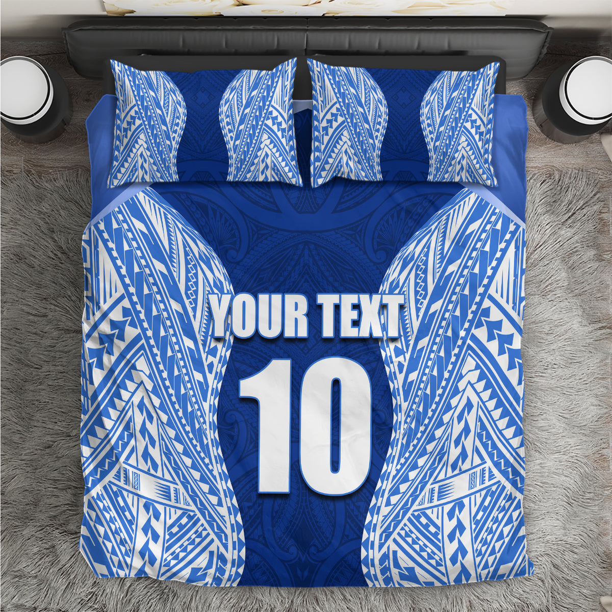 Custom Manu Samoa Rugby Bedding Set Polynesian Tattoo