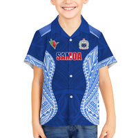 Custom Manu Samoa Rugby Family Matching Off Shoulder Short Dress and Hawaiian Shirt Polynesian Tattoo LT03