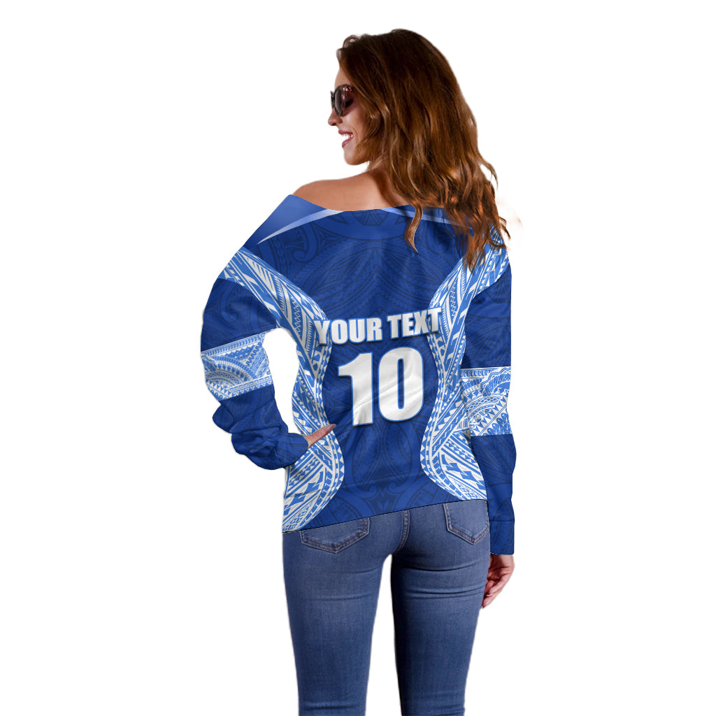 Custom Manu Samoa Rugby Off Shoulder Sweater Polynesian Tattoo LT03