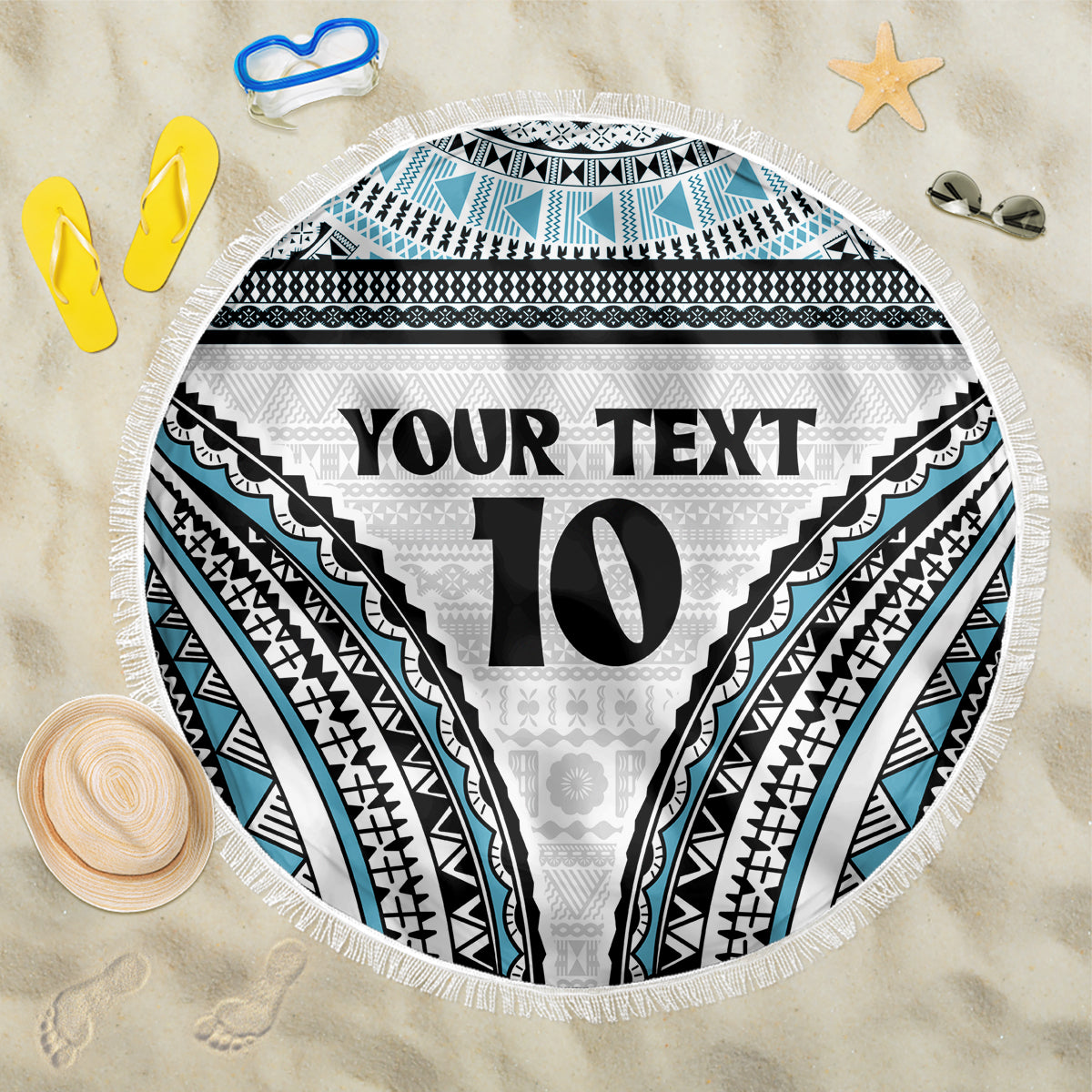 Custom Flying Fijians Rugby Beach Blanket Tapa Tribal Cloth