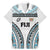 Custom Flying Fijians Rugby Family Matching Mermaid Dress and Hawaiian Shirt Tapa Tribal Cloth LT03 Dad's Shirt - Short Sleeve White - Polynesian Pride