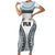 Custom Flying Fijians Rugby Short Sleeve Bodycon Dress Tapa Tribal Cloth LT03 Long Dress White - Polynesian Pride