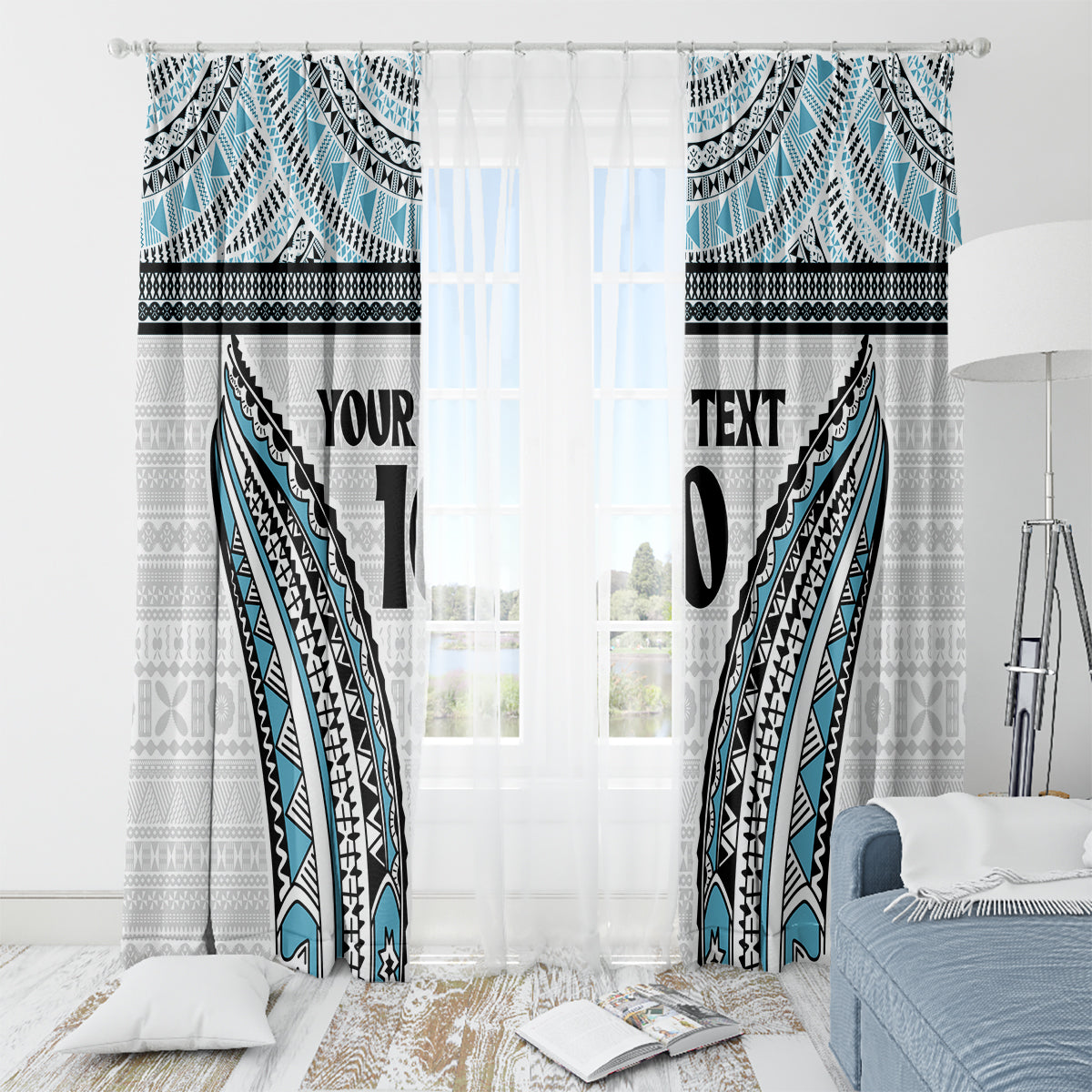 Custom Flying Fijians Rugby Window Curtain Tapa Tribal Cloth
