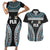 Custom Flying Fijians Rugby Couples Matching Short Sleeve Bodycon Dress and Hawaiian Shirt Tapa Tribal Cloth Black Color LT03 Black - Polynesian Pride