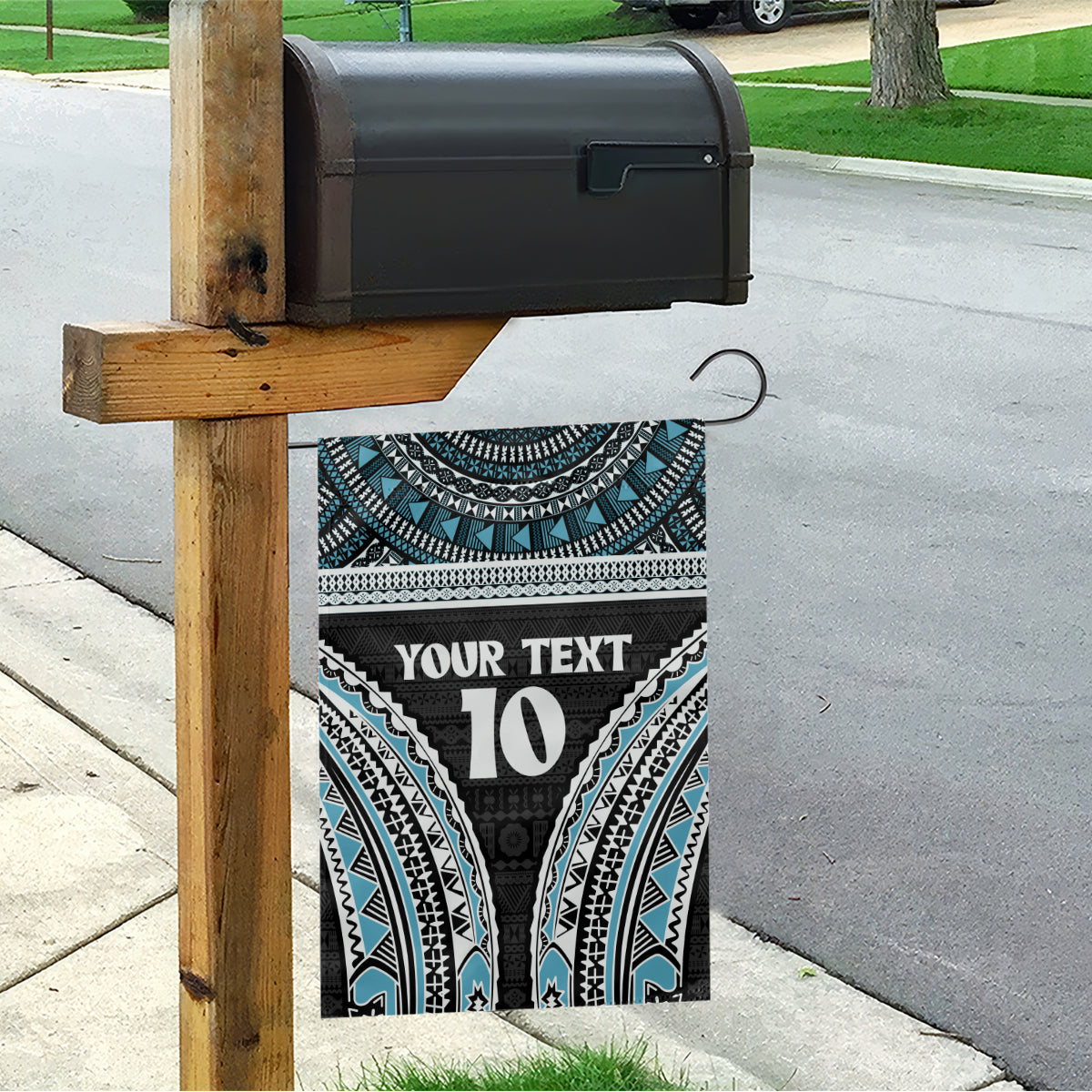 Custom Flying Fijians Rugby Garden Flag Tapa Tribal Cloth Black Color