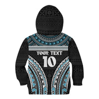 Custom Flying Fijians Rugby Kid Hoodie Tapa Tribal Cloth Black Color LT03 - Polynesian Pride