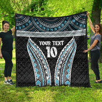 Custom Flying Fijians Rugby Quilt Tapa Tribal Cloth Black Color