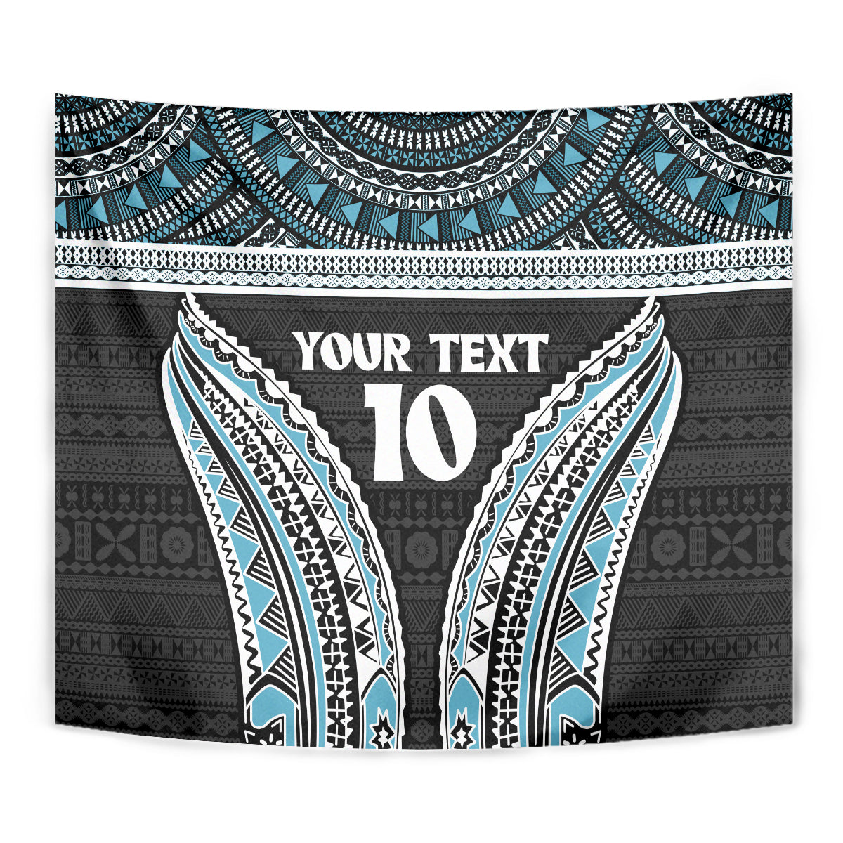 Custom Flying Fijians Rugby Tapestry Tapa Tribal Cloth Black Color