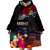 Kiribati Independence Day Wearable Blanket Hoodie Frigatebird and Plumeria Hibiscus Flower