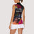 Kiribati Independence Day Women Sleeveless Polo Shirt Frigatebird and Plumeria Hibiscus Flower