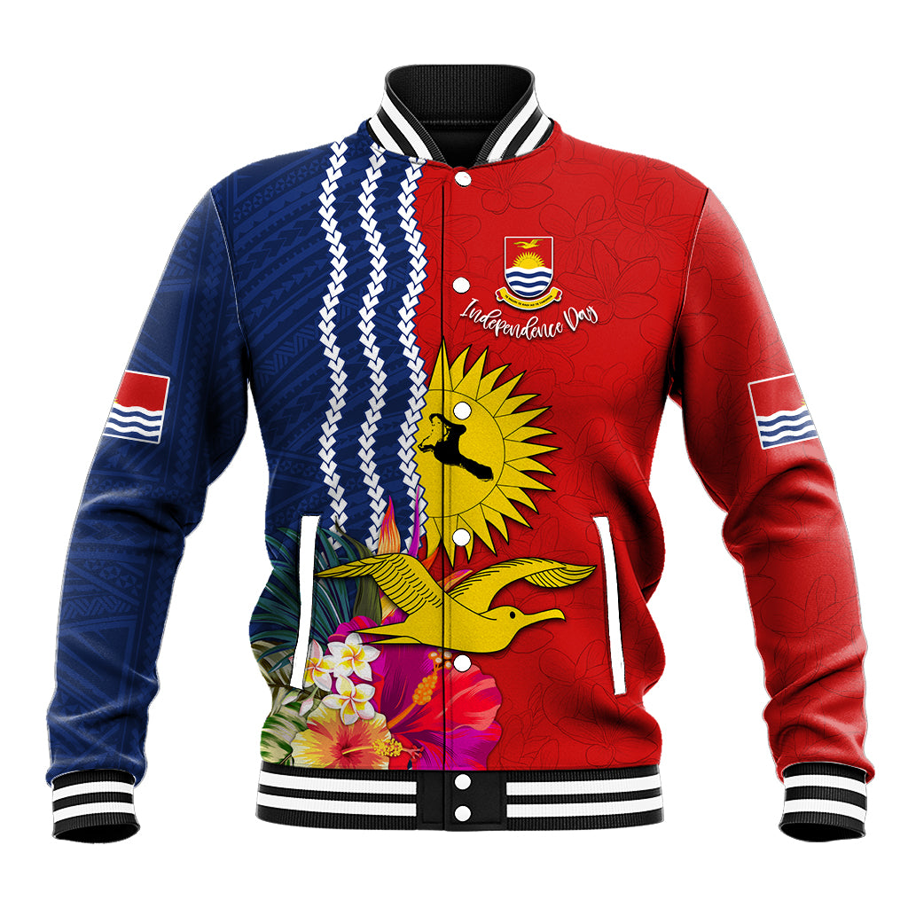 Kiribati Independence Day Baseball Jacket Kiribati Map With Flag Color