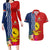 Kiribati Independence Day Couples Matching Long Sleeve Bodycon Dress and Hawaiian Shirt Kiribati Map With Flag Color