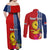 Kiribati Independence Day Couples Matching Off Shoulder Maxi Dress and Long Sleeve Button Shirt Kiribati Map With Flag Color