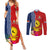 Kiribati Independence Day Couples Matching Summer Maxi Dress and Long Sleeve Button Shirt Kiribati Map With Flag Color