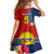 Kiribati Independence Day Family Matching Off Shoulder Short Dress and Hawaiian Shirt Kiribati Map With Flag Color