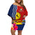 Kiribati Independence Day Family Matching Off Shoulder Short Dress and Hawaiian Shirt Kiribati Map With Flag Color