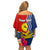 Kiribati Independence Day Family Matching Off Shoulder Short Dress and Hawaiian Shirt Kiribati Map With Flag Color