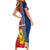 Kiribati Independence Day Family Matching Short Sleeve Bodycon Dress and Hawaiian Shirt Kiribati Map With Flag Color