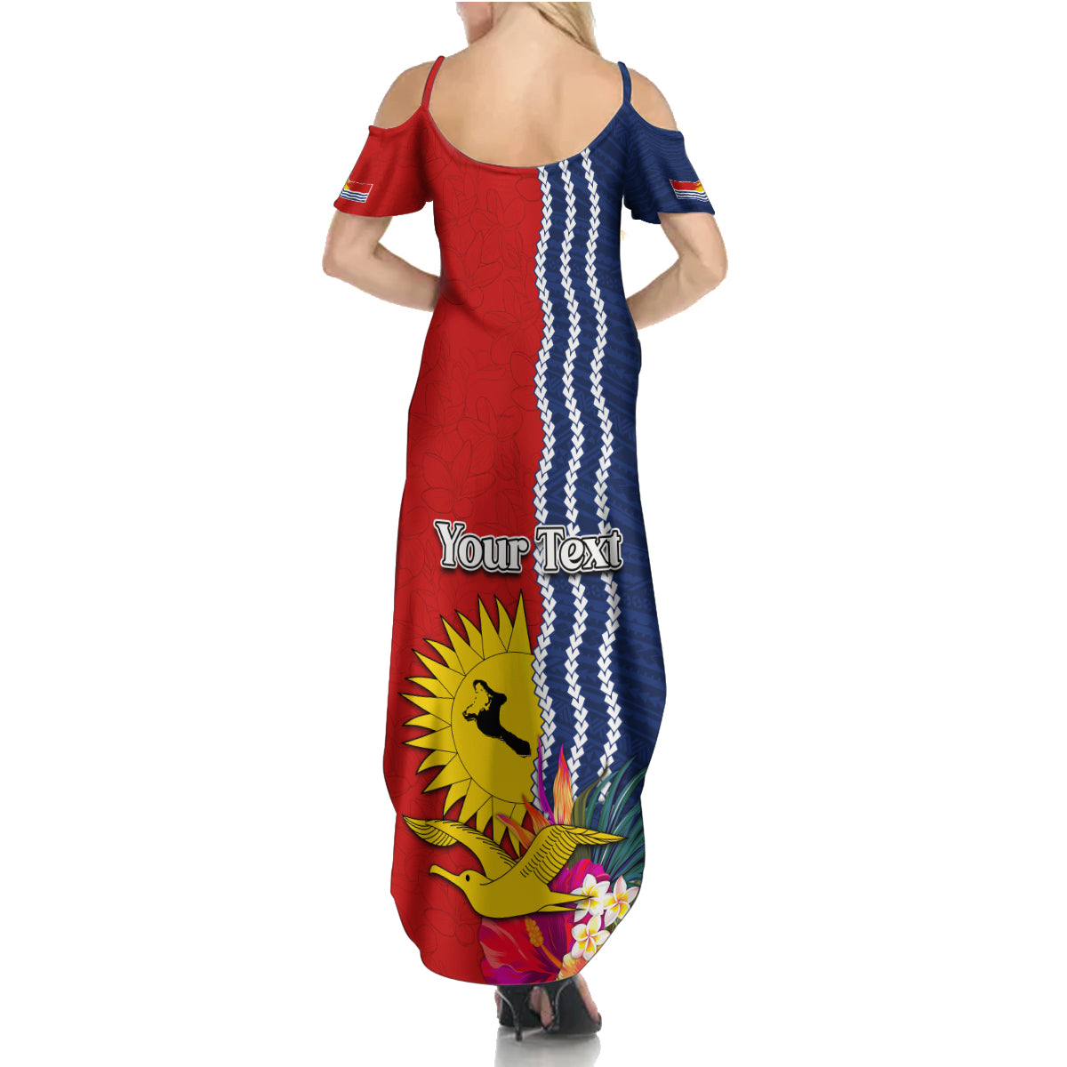 Kiribati Independence Day Family Matching Summer Maxi Dress and Hawaiian Shirt Kiribati Map With Flag Color