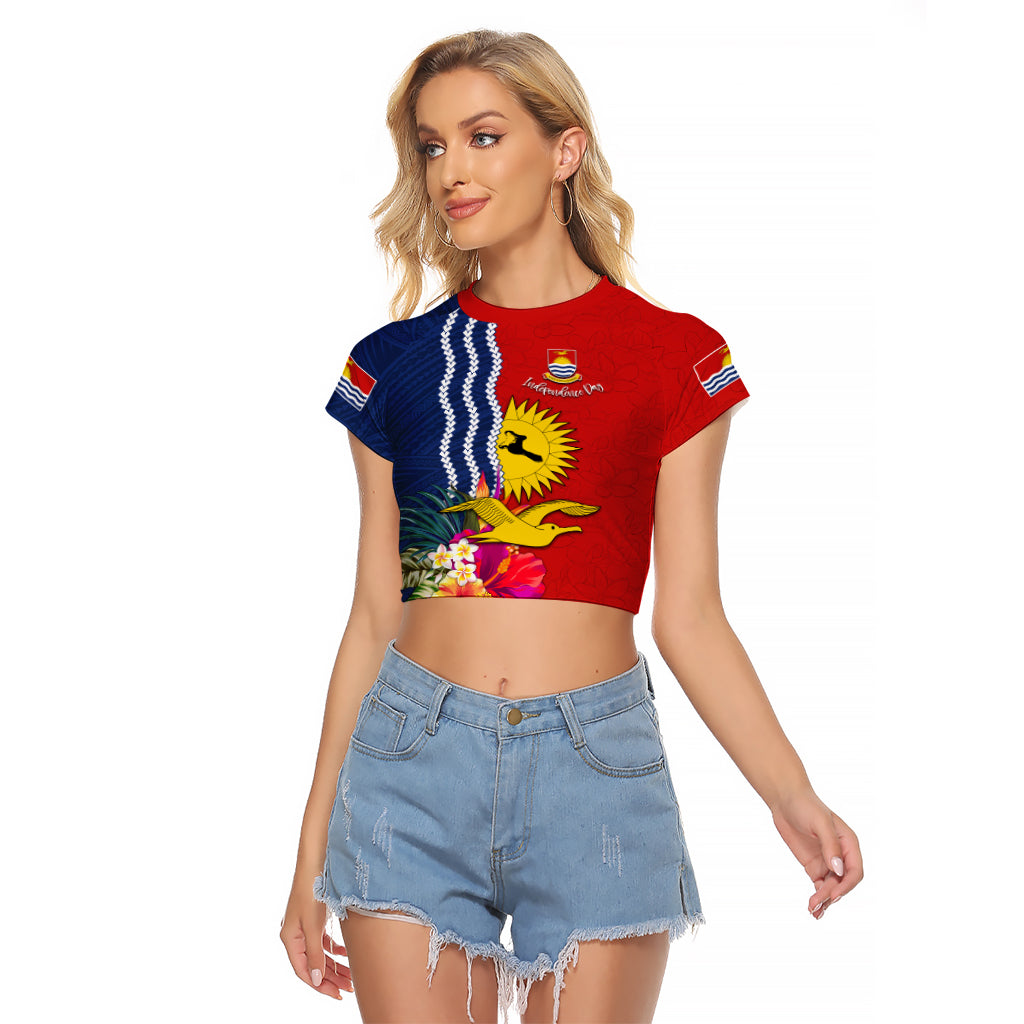 Kiribati Independence Day Raglan Cropped T Shirt Kiribati Map With Flag Color