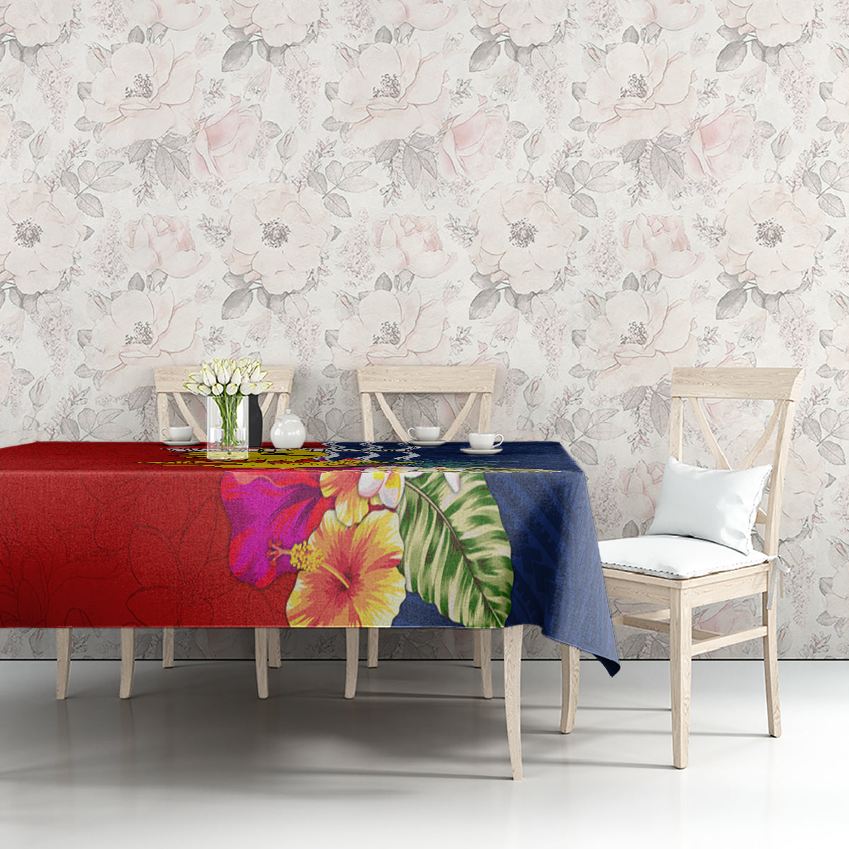 Personalised Kiribati Independence Day Tablecloth Kiribati Map With Flag Color