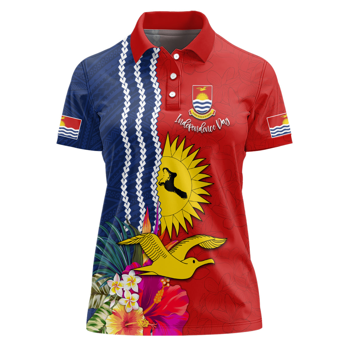 Kiribati Independence Day Women Polo Shirt Kiribati Map With Flag Color