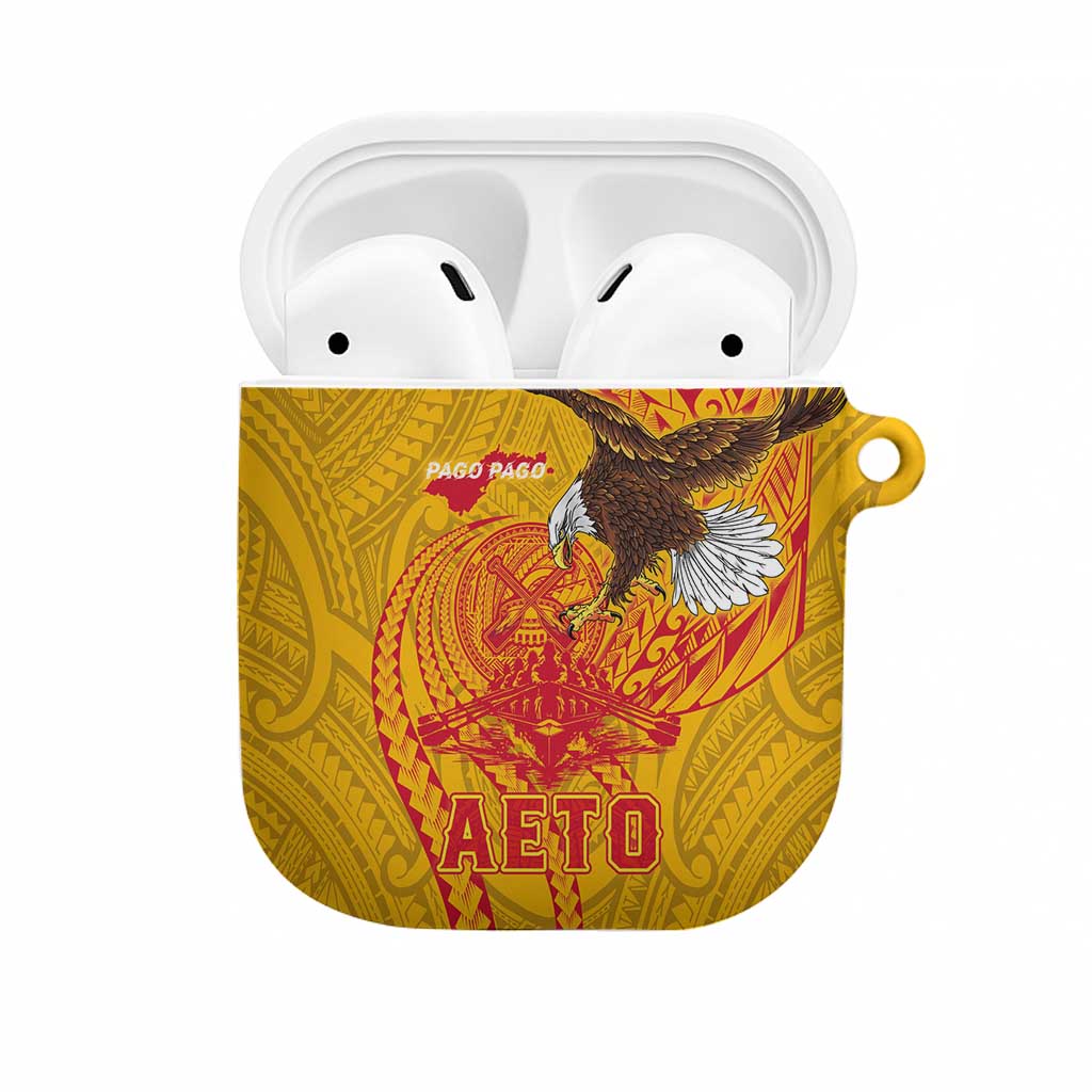 American Samoa Fautasi Race AirPods Case Aeto Pago Pago with Eagle Samoan Tribal Patterns