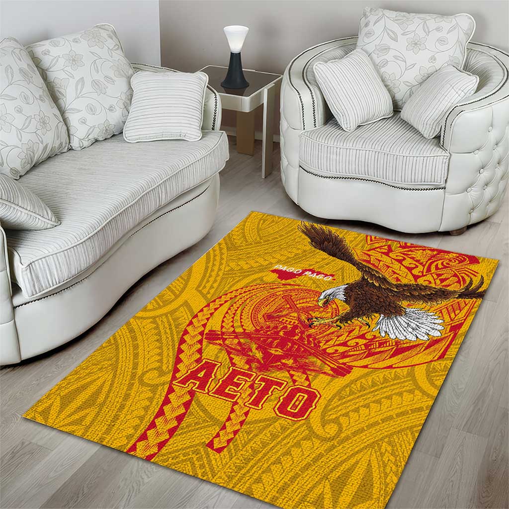 American Samoa Fautasi Race Area Rug Aeto Pago Pago with Eagle Samoan Tribal Patterns