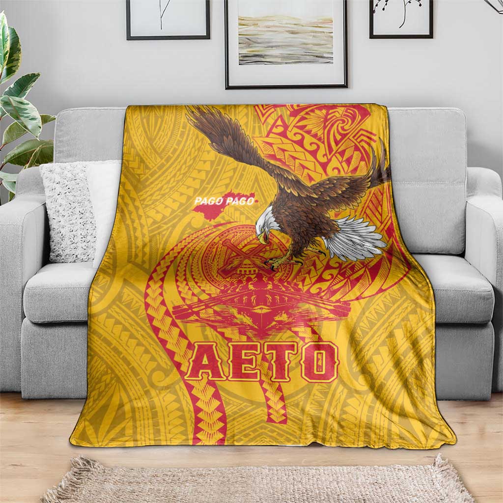 American Samoa Fautasi Race Blanket Aeto Pago Pago with Eagle Samoan Tribal Patterns
