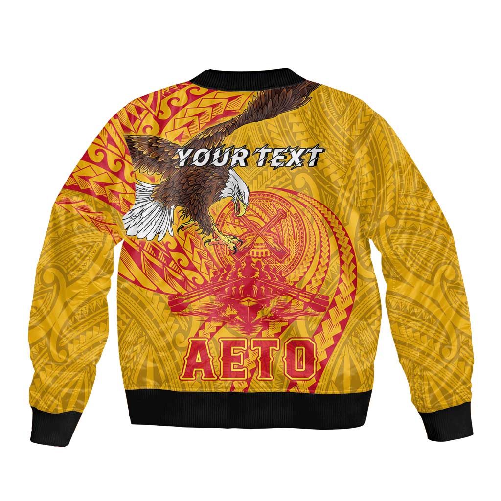 Personalized American Samoa Fautasi Race Bomber Jacket Aeto Pago Pago with Eagle Samoan Tribal Patterns