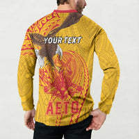 Personalized American Samoa Fautasi Race Button Sweatshirt Aeto Pago Pago with Eagle Samoan Tribal Patterns