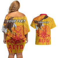 Personalized American Samoa Fautasi Race Couples Matching Off Shoulder Short Dress and Hawaiian Shirt Aeto Pago Pago with Eagle Samoan Tribal Patterns
