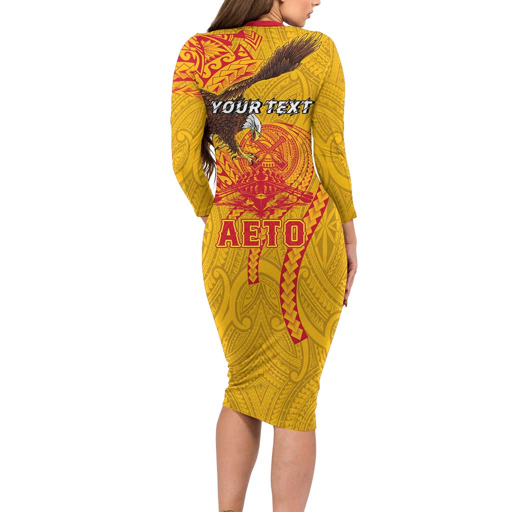 Personalized American Samoa Fautasi Race Family Matching Long Sleeve Bodycon Dress and Hawaiian Shirt Aeto Pago Pago with Eagle Samoan Tribal Patterns LT03 - Polynesian Pride