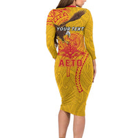 Personalized American Samoa Fautasi Race Family Matching Long Sleeve Bodycon Dress and Hawaiian Shirt Aeto Pago Pago with Eagle Samoan Tribal Patterns LT03 - Polynesian Pride