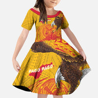 Personalized American Samoa Fautasi Race Family Matching Mermaid Dress and Hawaiian Shirt Aeto Pago Pago with Eagle Samoan Tribal Patterns LT03 Daughter's Dress Multicolor - Polynesian Pride