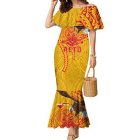 Personalized American Samoa Fautasi Race Family Matching Mermaid Dress and Hawaiian Shirt Aeto Pago Pago with Eagle Samoan Tribal Patterns LT03 Mom's Dress Multicolor - Polynesian Pride