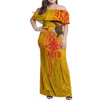 Personalized American Samoa Fautasi Race Family Matching Off Shoulder Maxi Dress and Hawaiian Shirt Aeto Pago Pago with Eagle Samoan Tribal Patterns LT03 Mom's Dress Multicolor - Polynesian Pride