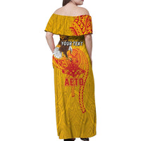 Personalized American Samoa Fautasi Race Family Matching Off Shoulder Maxi Dress and Hawaiian Shirt Aeto Pago Pago with Eagle Samoan Tribal Patterns LT03 - Polynesian Pride