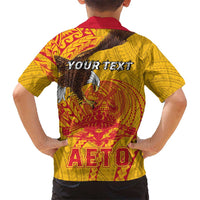 Personalized American Samoa Fautasi Race Family Matching Off Shoulder Short Dress and Hawaiian Shirt Aeto Pago Pago with Eagle Samoan Tribal Patterns LT03 - Polynesian Pride