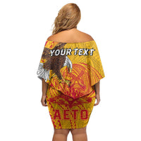 Personalized American Samoa Fautasi Race Family Matching Off Shoulder Short Dress and Hawaiian Shirt Aeto Pago Pago with Eagle Samoan Tribal Patterns LT03 - Polynesian Pride